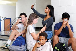 group-of-teenagers-on-cell-phones